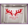 Sticker Cornes de Cerfs Joyeuses Fêtes Noël décoration vitrine de magasin