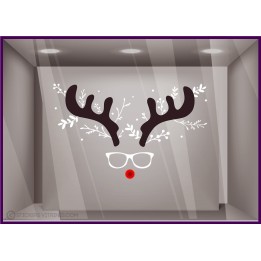 VITROPHANIE POUR VITRINE DE MAGASIN OPTICIEN STICKER CERF LUNETTES