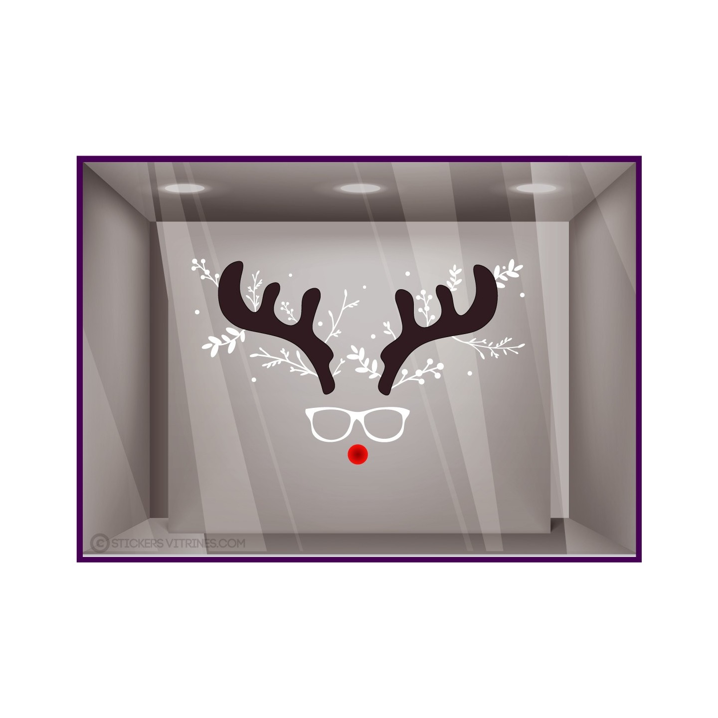 VITROPHANIE POUR VITRINE DE MAGASIN OPTICIEN STICKER CERF LUNETTES