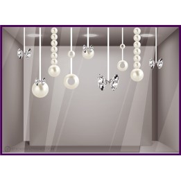 STICKERS GUIRLANDES PERLES DIAMANT DE NOËL POUR BIJOUTERIES INSTITUTS DE BEAUTE COIFFEUR BIJOUX
