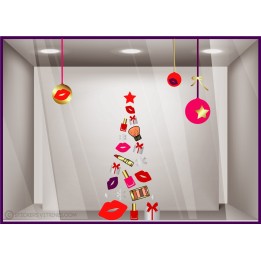 Kit de Stickers Noël Beauté pour vitrines de coiffeur, institut, manucures et ongleries.