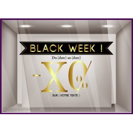 Stickers Black Friday Pourcentage vitrine magasin destockage promotion vitrophanie