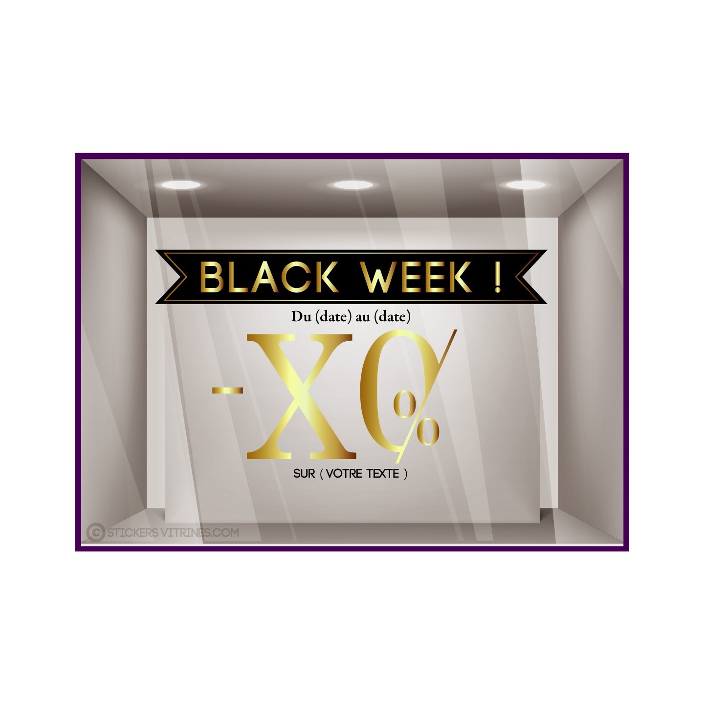 Stickers Black Friday Pourcentage vitrine magasin destockage promotion vitrophanie