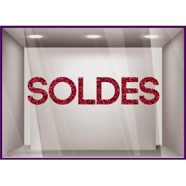 Sticker Soldes Paillettes pourcentage promotion devanture calicot magasin mode bijouterie  maroquinerie vitrine vitre calicot 
