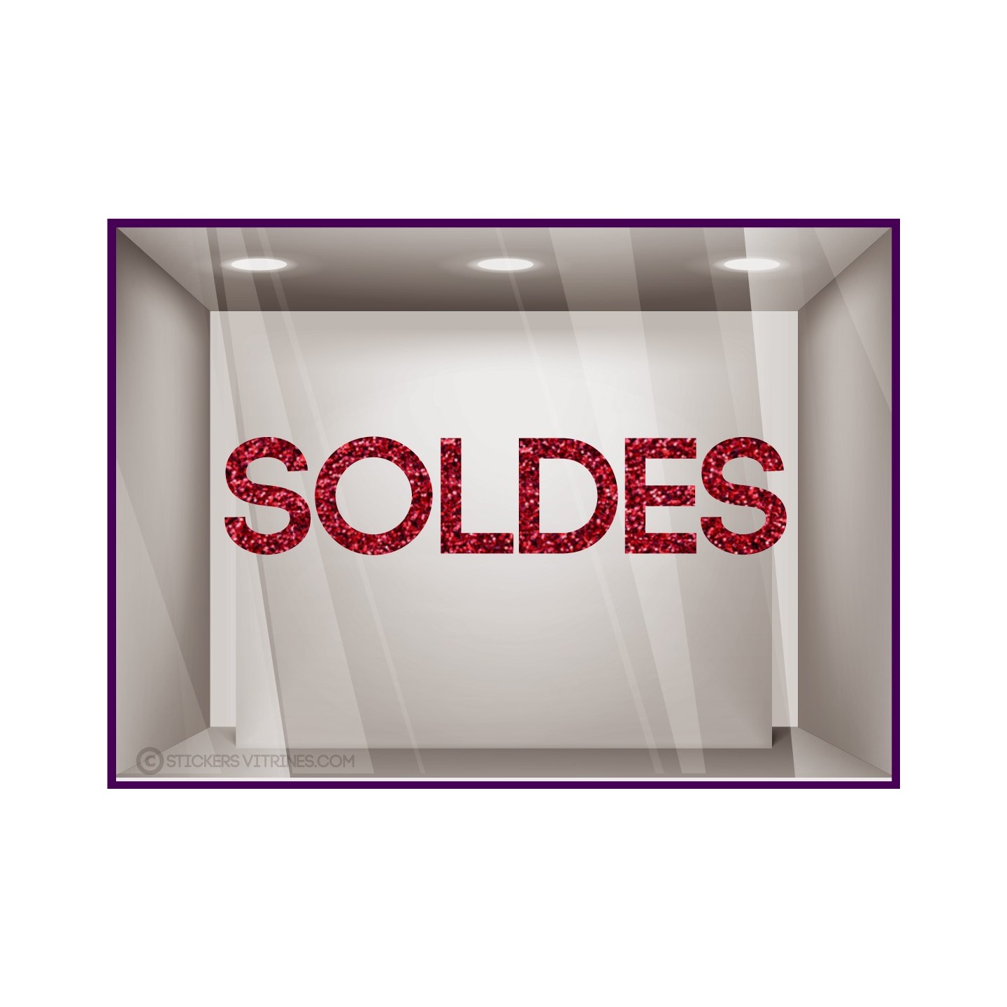 Sticker Soldes Paillettes pourcentage promotion devanture calicot magasin mode bijouterie  maroquinerie vitrine vitre calicot 
