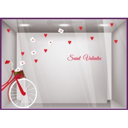 Vitrophanie Kit de Stickers Velo Saint Valentin Fleuriste bijouterie coeur autocollant magasin adhésif