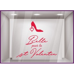 Sticker Escarpin Belle pour la St Valentin Chaussure Maroquinerie Autocollant Adhésif Coeur