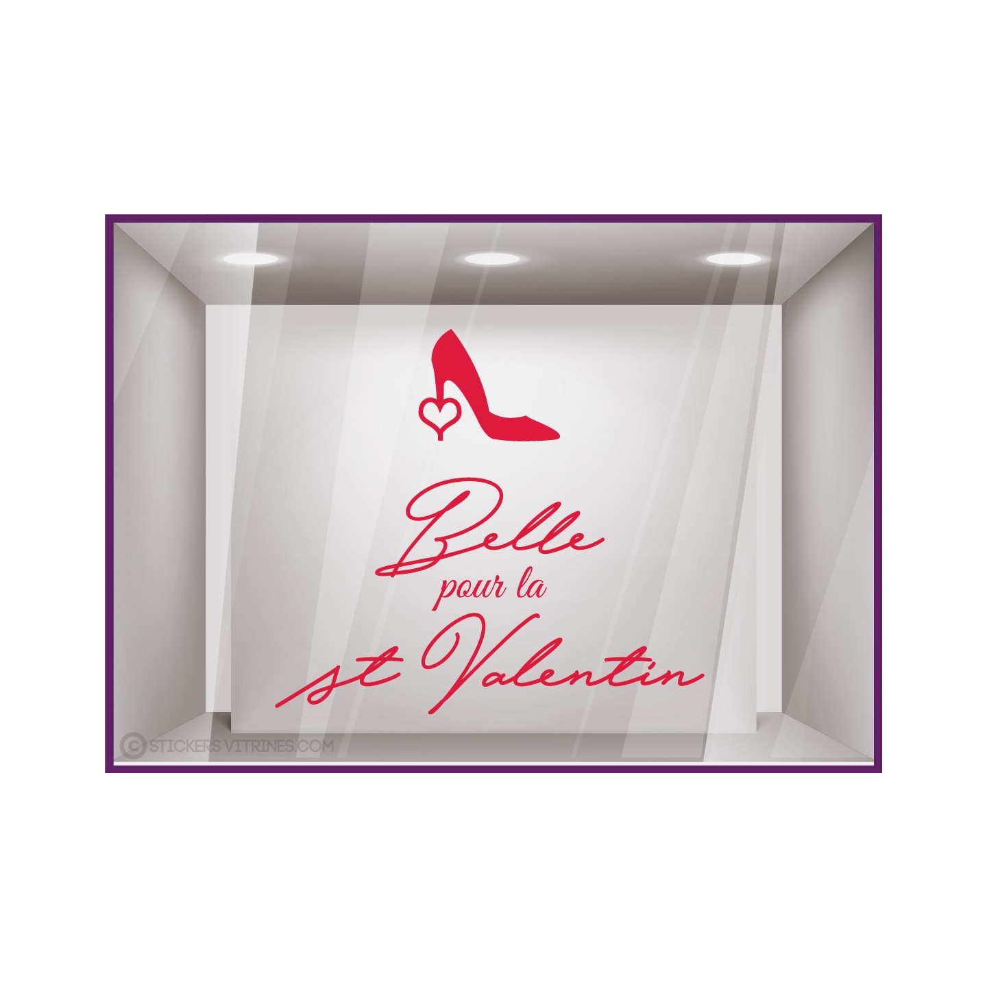 Sticker Escarpin Belle pour la St Valentin Chaussure Maroquinerie Autocollant Adhésif Coeur