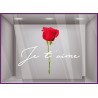 STICKER JE T’AIME ROSE ST VALENTIN FLEURISTE FETE DES MERES ADHESIF AUTOCOLLANT FLEUR LETTRAGE
