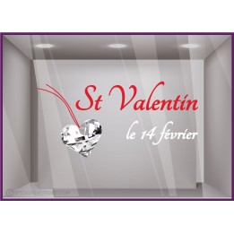 Sticker St Valentin Coeur Diamant Bijouterie Autocollant Adhésif Lettrage 