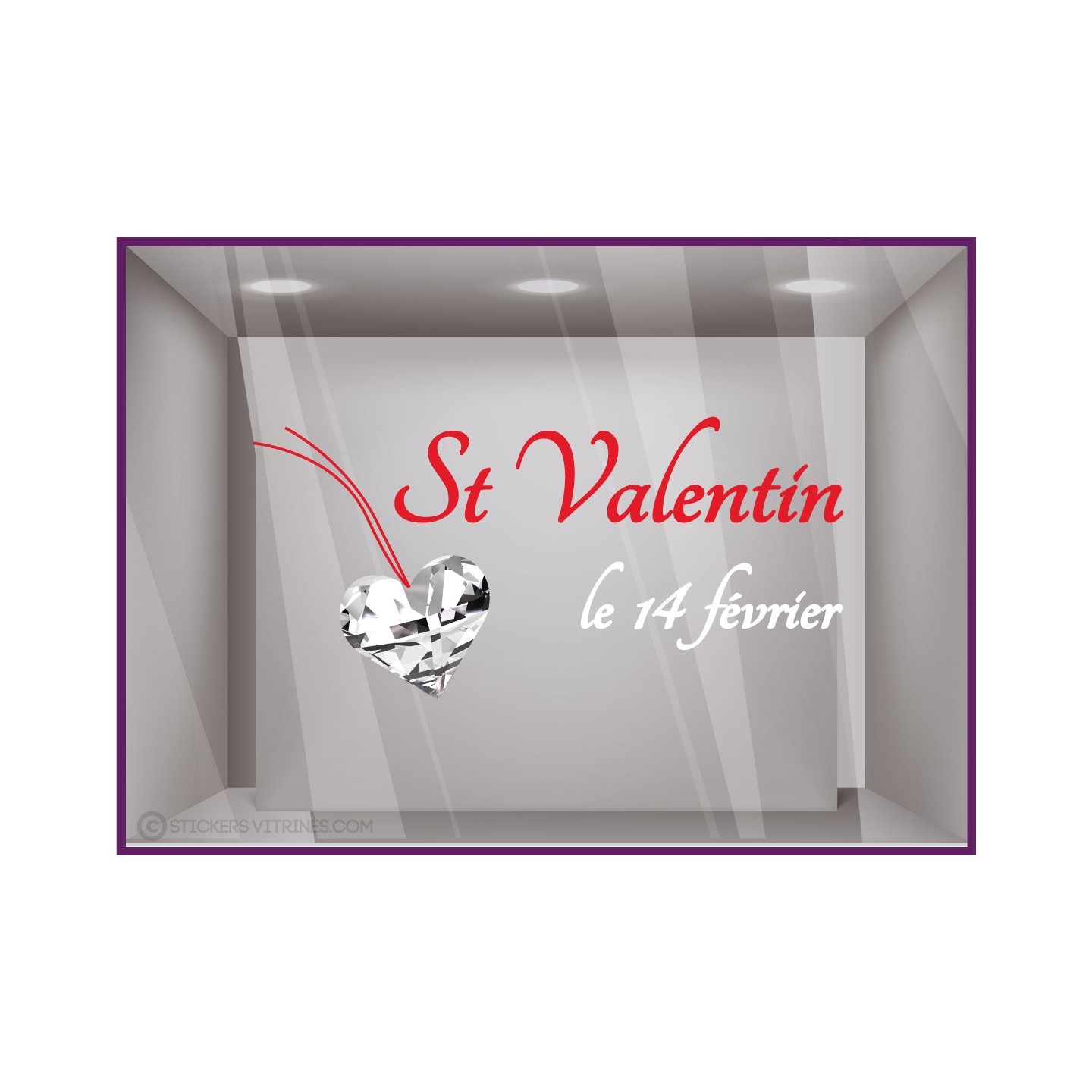Sticker St Valentin Coeur Diamant Bijouterie Autocollant Adhésif Lettrage 