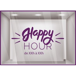 Sticker Happy Hour à personnaliser Autocollant Vitrine Horaires Adhésif  RESTAURANT BAR
