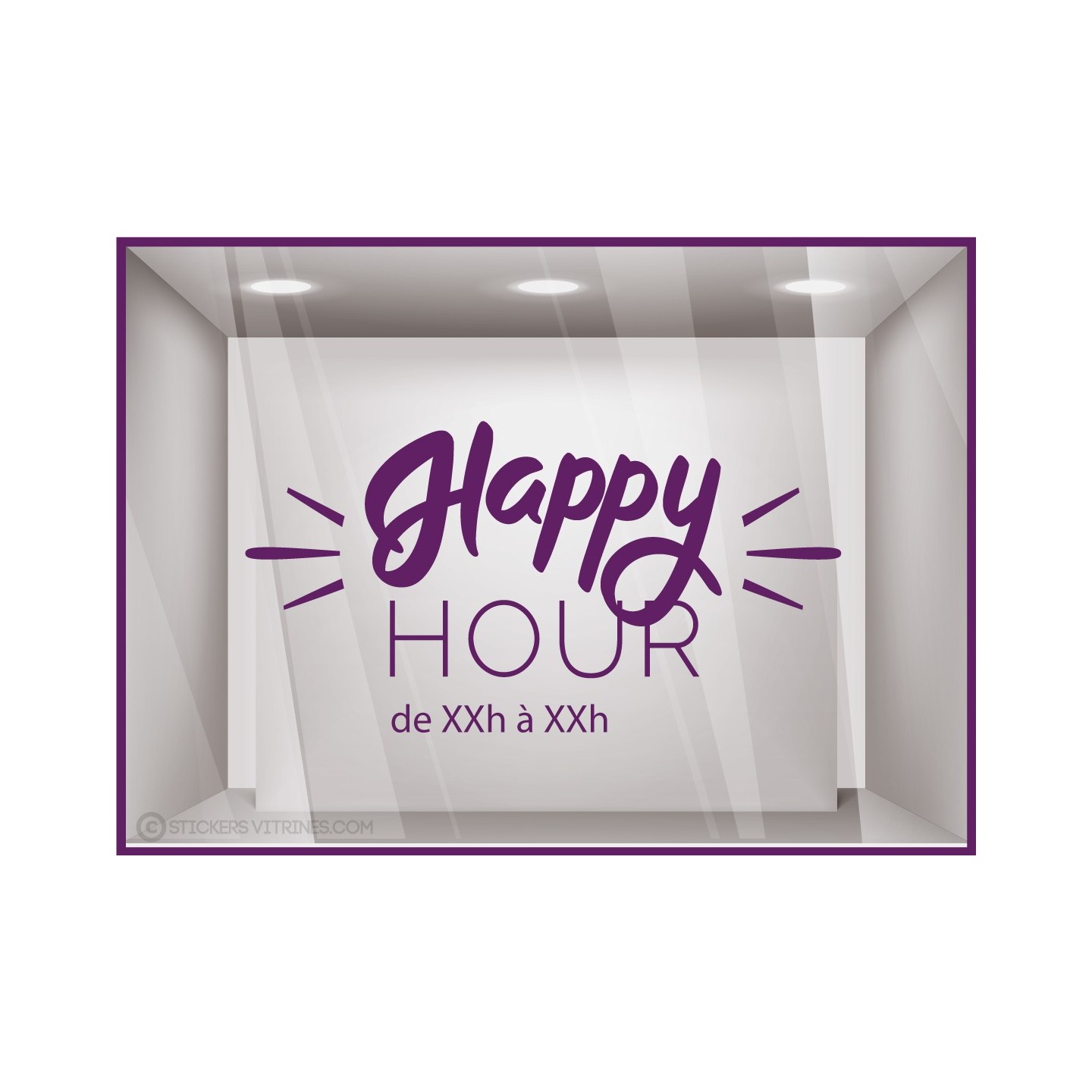 Sticker Happy Hour à personnaliser Autocollant Vitrine Horaires Adhésif  RESTAURANT BAR