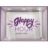 Sticker Happy Hour à personnaliser Autocollant Vitrine Horaires Adhésif  RESTAURANT BAR