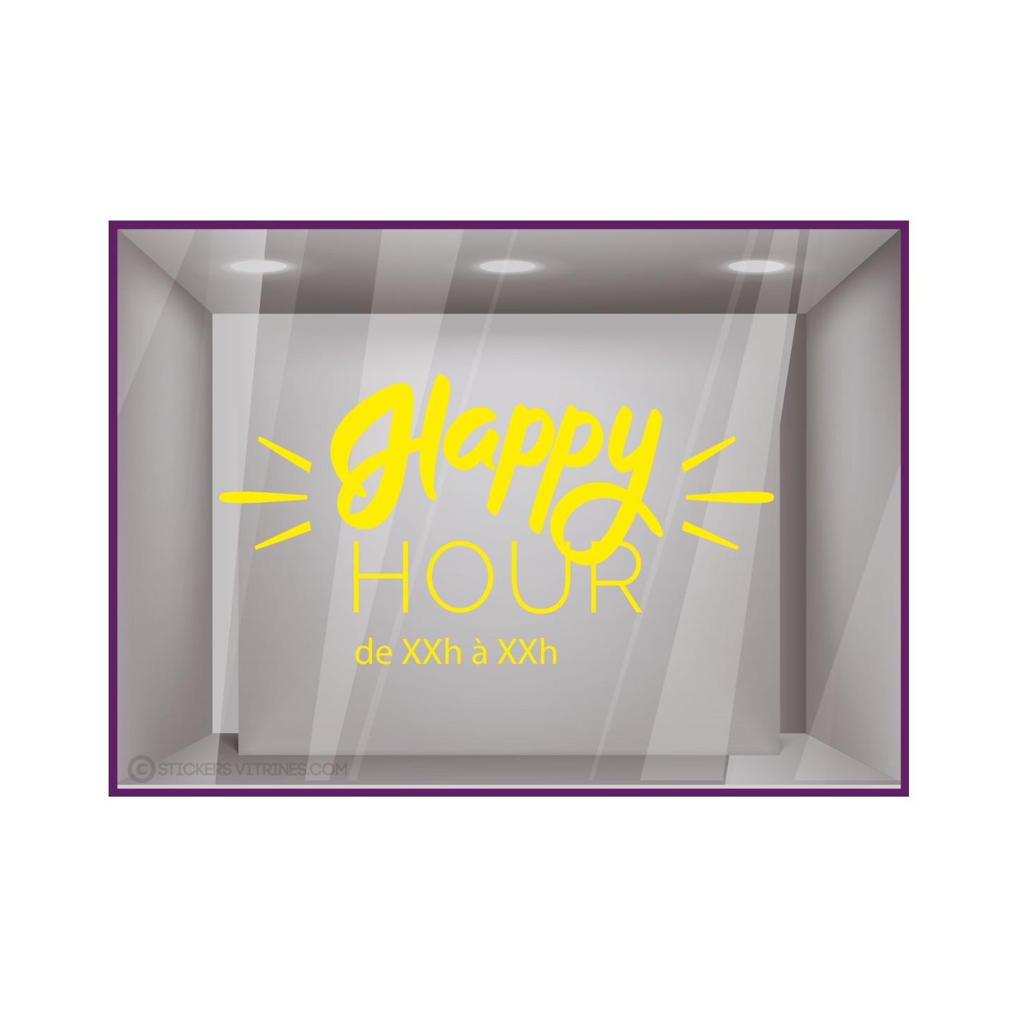 Sticker Happy Hour à personnaliser Autocollant Vitrine Horaires Adhésif  RESTAURANT BAR