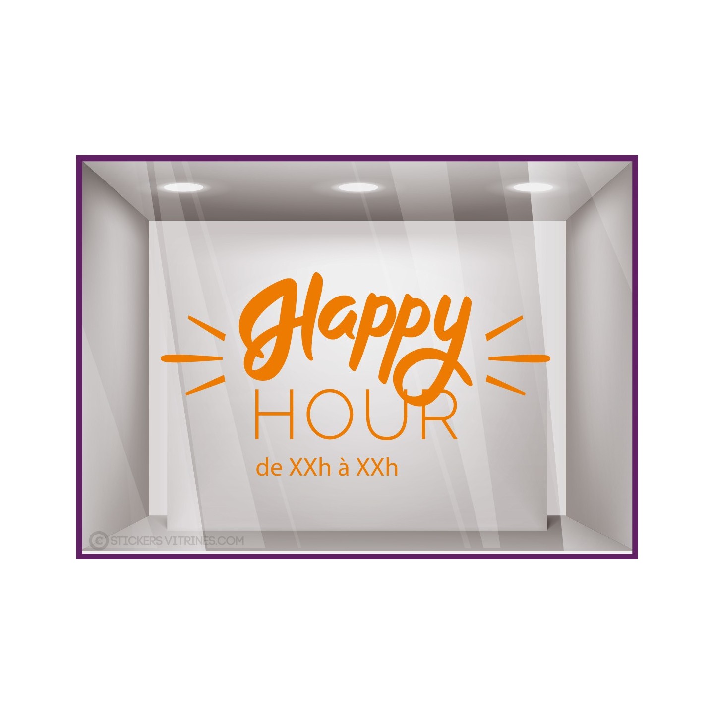 Sticker Happy Hour à personnaliser Autocollant Vitrine Horaires Adhésif  RESTAURANT BAR