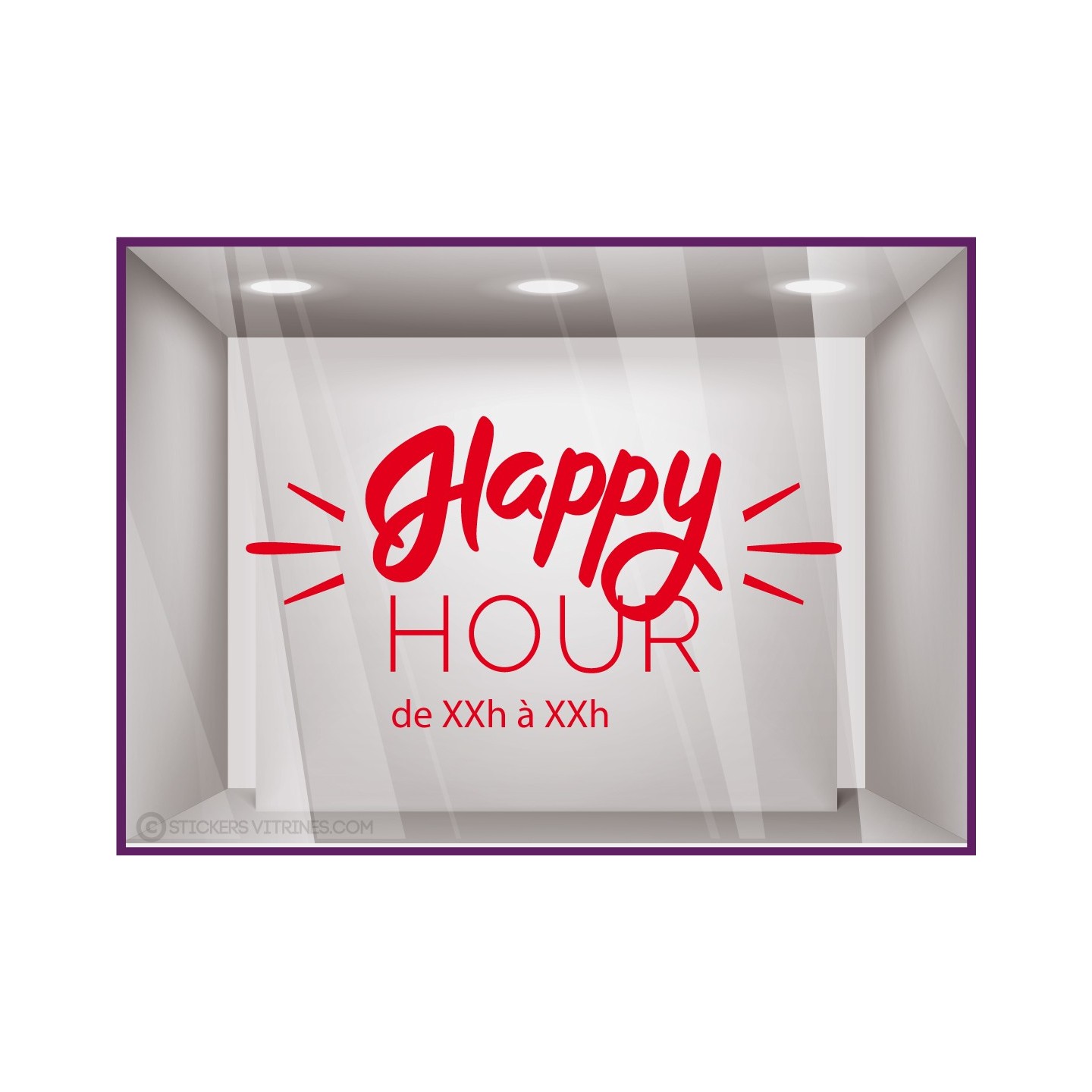 Sticker Happy Hour à personnaliser Autocollant Vitrine Horaires Adhésif  RESTAURANT BAR