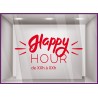 Sticker Happy Hour à personnaliser Autocollant Vitrine Horaires Adhésif  RESTAURANT BAR