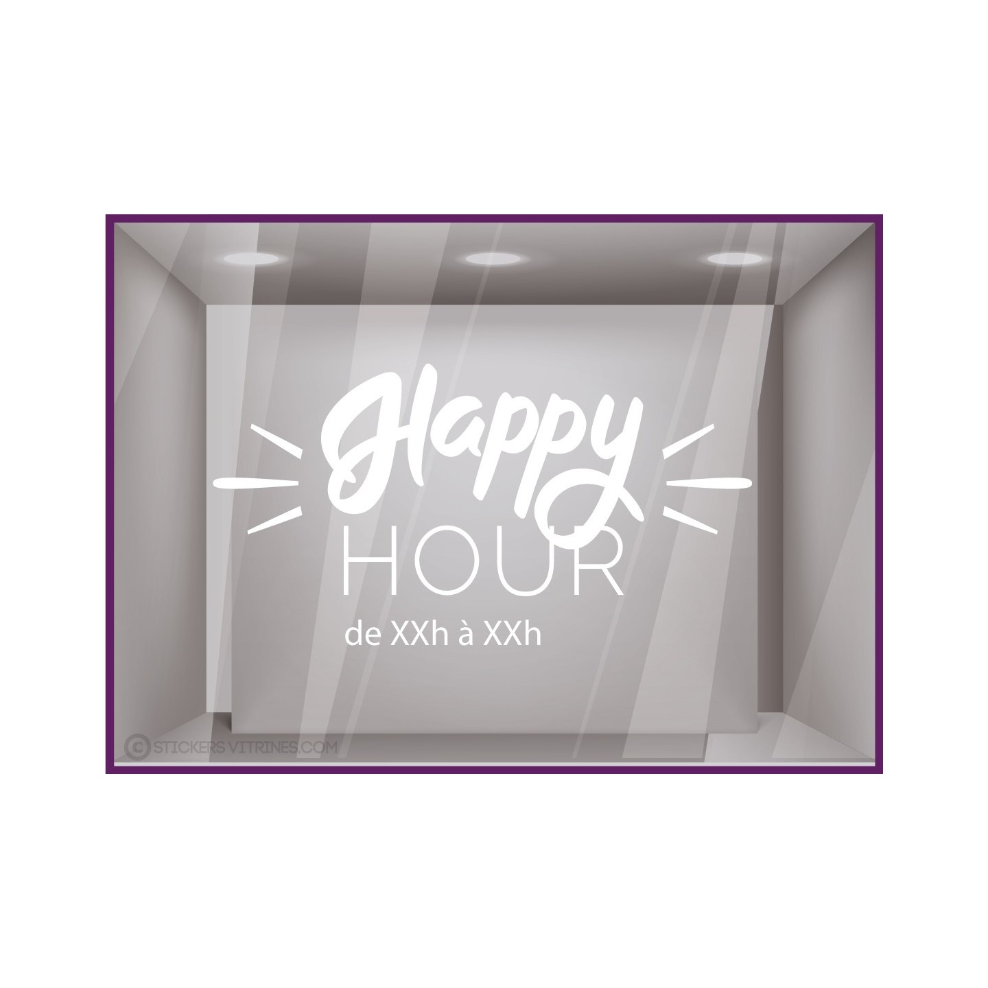 Sticker Happy Hour à personnaliser Autocollant Vitrine Horaires Adhésif  RESTAURANT BAR