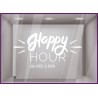 Sticker Happy Hour à personnaliser Autocollant Vitrine Horaires Adhésif  RESTAURANT BAR