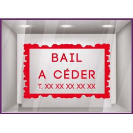 Sticker Bail à Céder à personnaliser Autocollant Adhésif Magasin Vitrine Signalétique Horaires