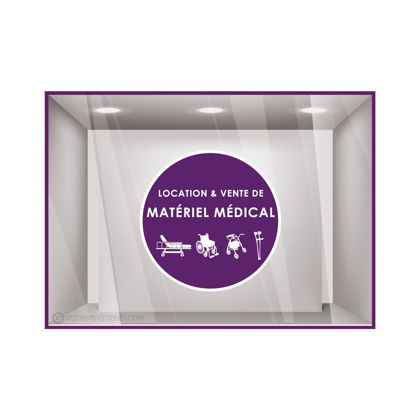 Sticker Location et vente de matériel médical Autocollant Adhésif Vitrine Pharmacie Magasin Signalétique