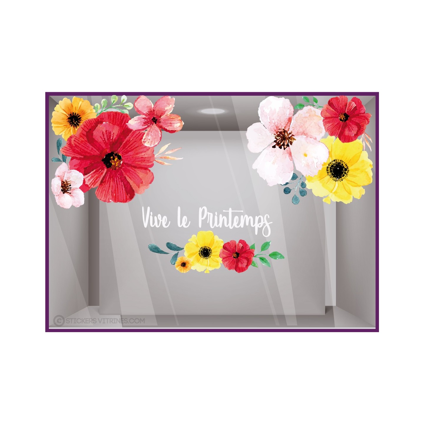 KIt de stickers fleurs géantes Printemps Fleuriste Adhésif autocollant vitrophanie