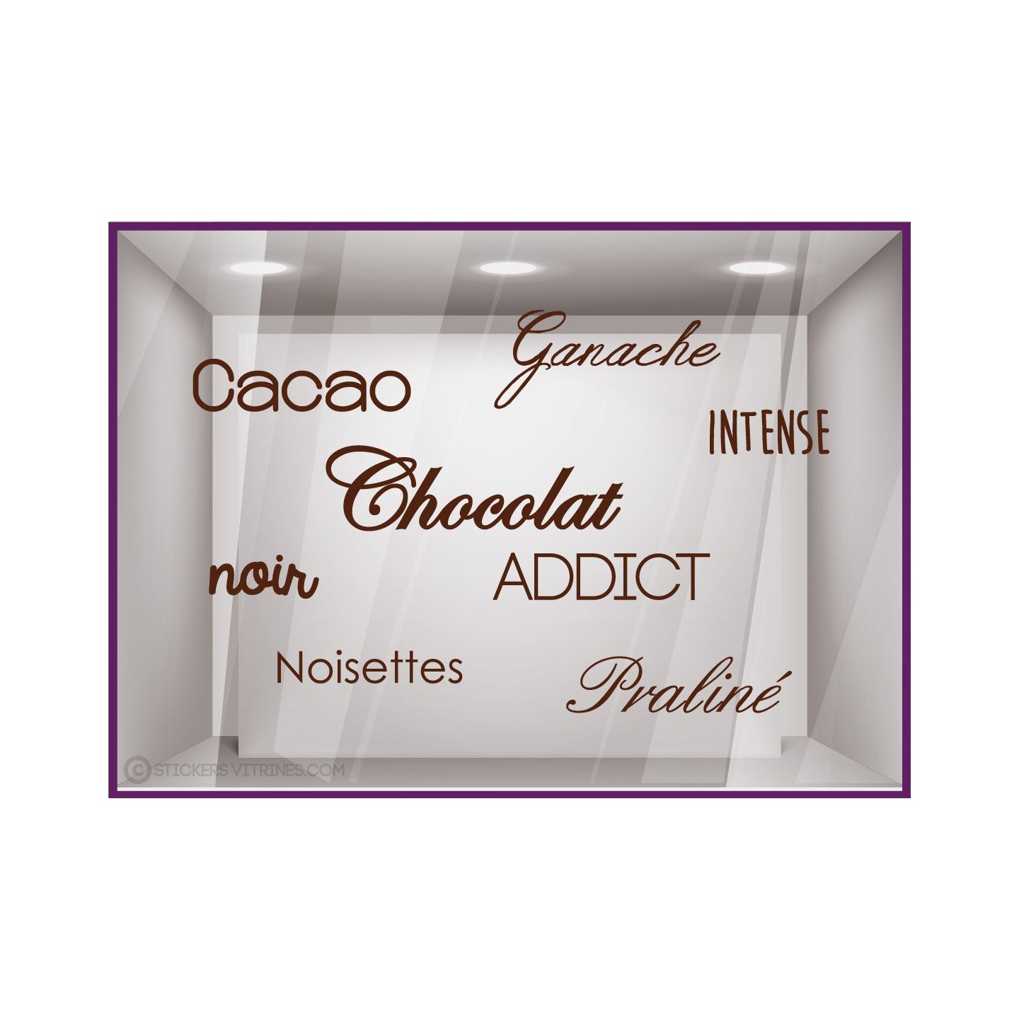 Sticker Chocolat Addict oeufs Paques Praline Cloches Cacao devanture vitrine boulangerie patisserie chocolaterie calicot adhesif