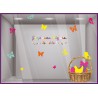 Sticker déco vitrine adhésif vitrophanie autocollant Pâques  panier chocolats commerce boulangerie papillons calicot poule  