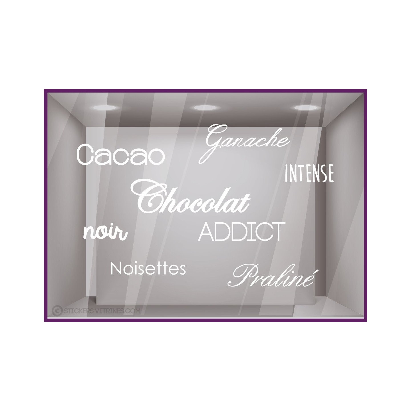 Sticker Chocolat Addict oeufs Paques Praline Cloches Cacao devanture vitrine boulangerie patisserie chocolaterie calicot adhesif
