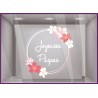 Sticker déco vitrine adhésif vitrophanie autocollant pâques printemps couronne fleurs commerce