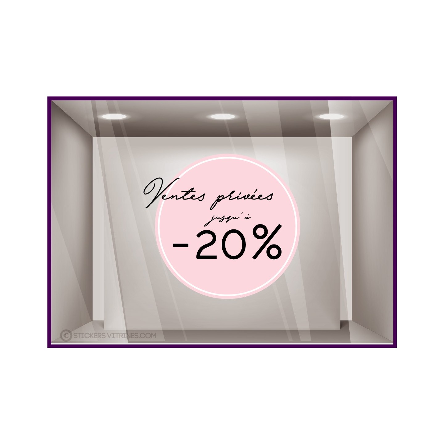 STICKERS VENTES PRIVEES POUR LES PROMOTIONS A COLLER SUR LA DEVANTURE MAGASIN