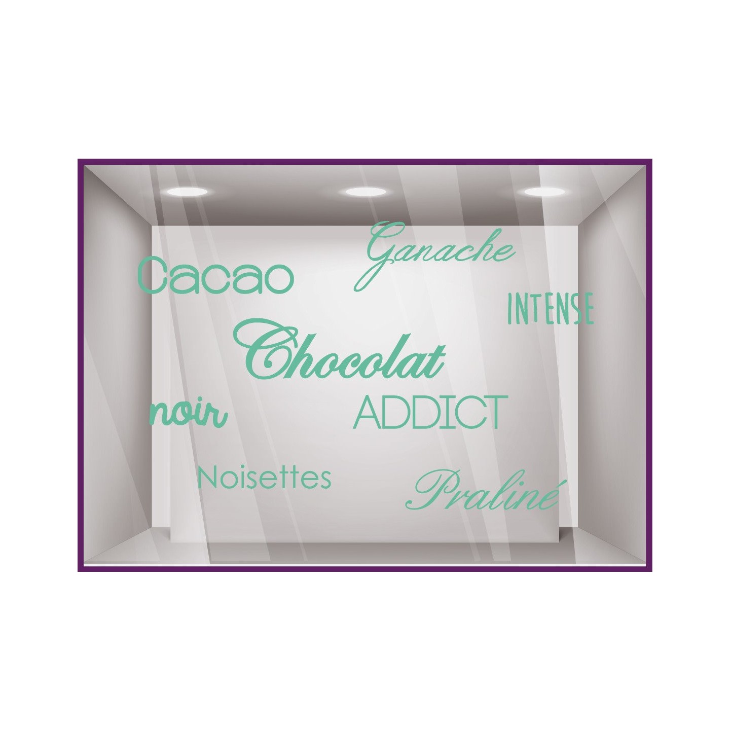 Sticker Chocolat Addict oeufs Paques Praline Cloches Cacao devanture vitrine boulangerie patisserie chocolaterie calicot adhesif