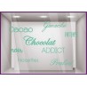 Sticker Chocolat Addict oeufs Paques Praline Cloches Cacao devanture vitrine boulangerie patisserie chocolaterie calicot adhesif