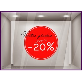 STICKERS VENTES PROMO REMISE MAROQUINERIE MODE DECO ADHESIF AUTOCOLLANT VITRE LETTRAGE 