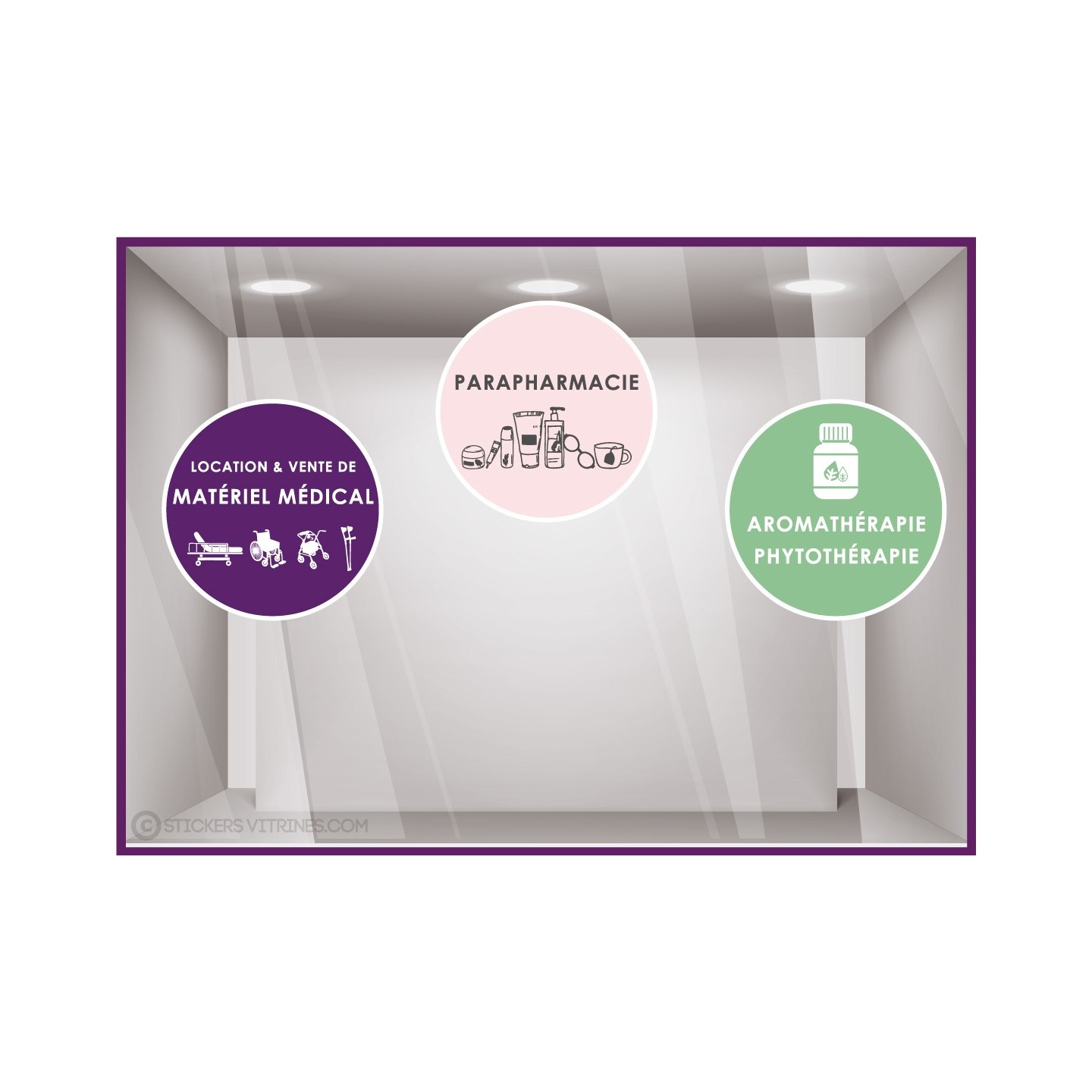 Kit de Stickers Signalétique Pharmacie Parapharmacie Location matériel