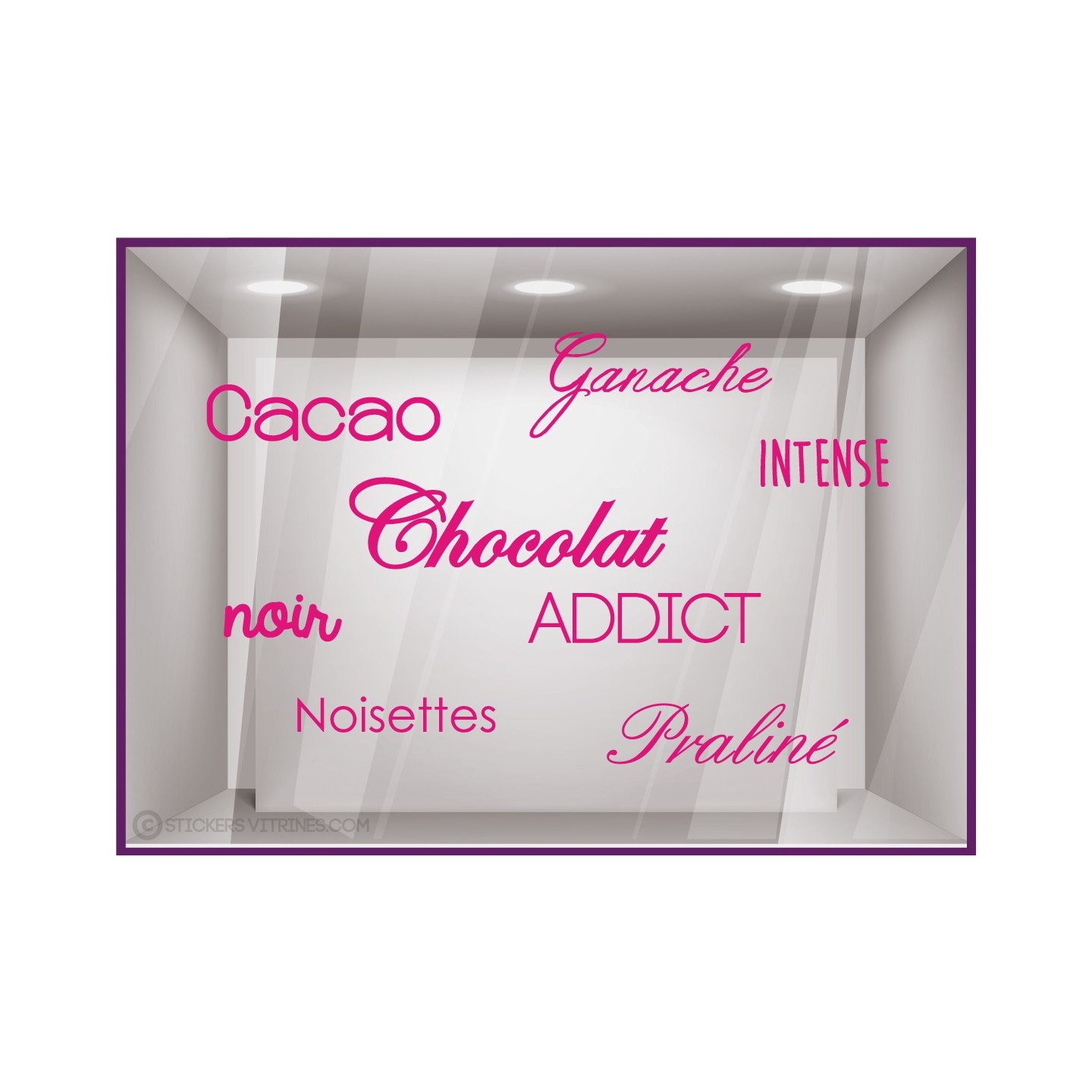 Sticker Chocolat Addict oeufs Paques Praline Cloches Cacao devanture vitrine boulangerie patisserie chocolaterie calicot adhesif