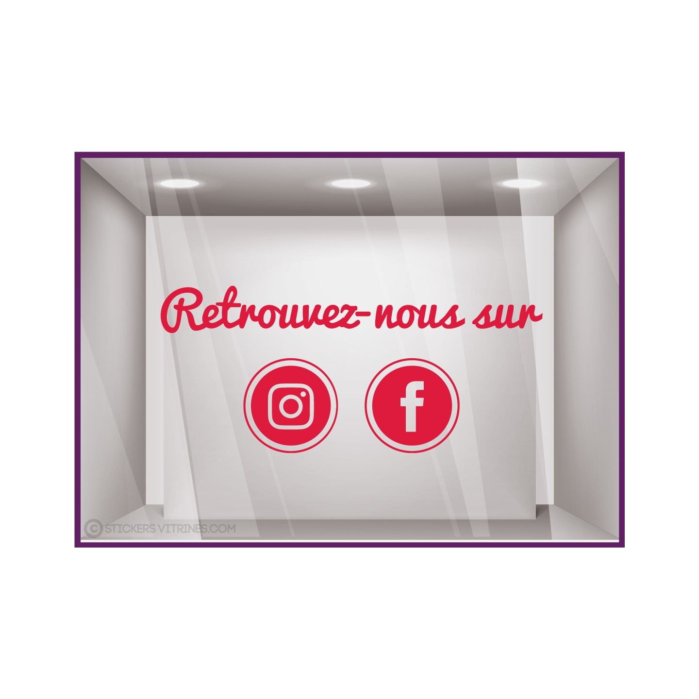 Sticker Retrouvez-nous sur Facebook et Instagram magasin vitre signaletique reseaux sociaux autocollant