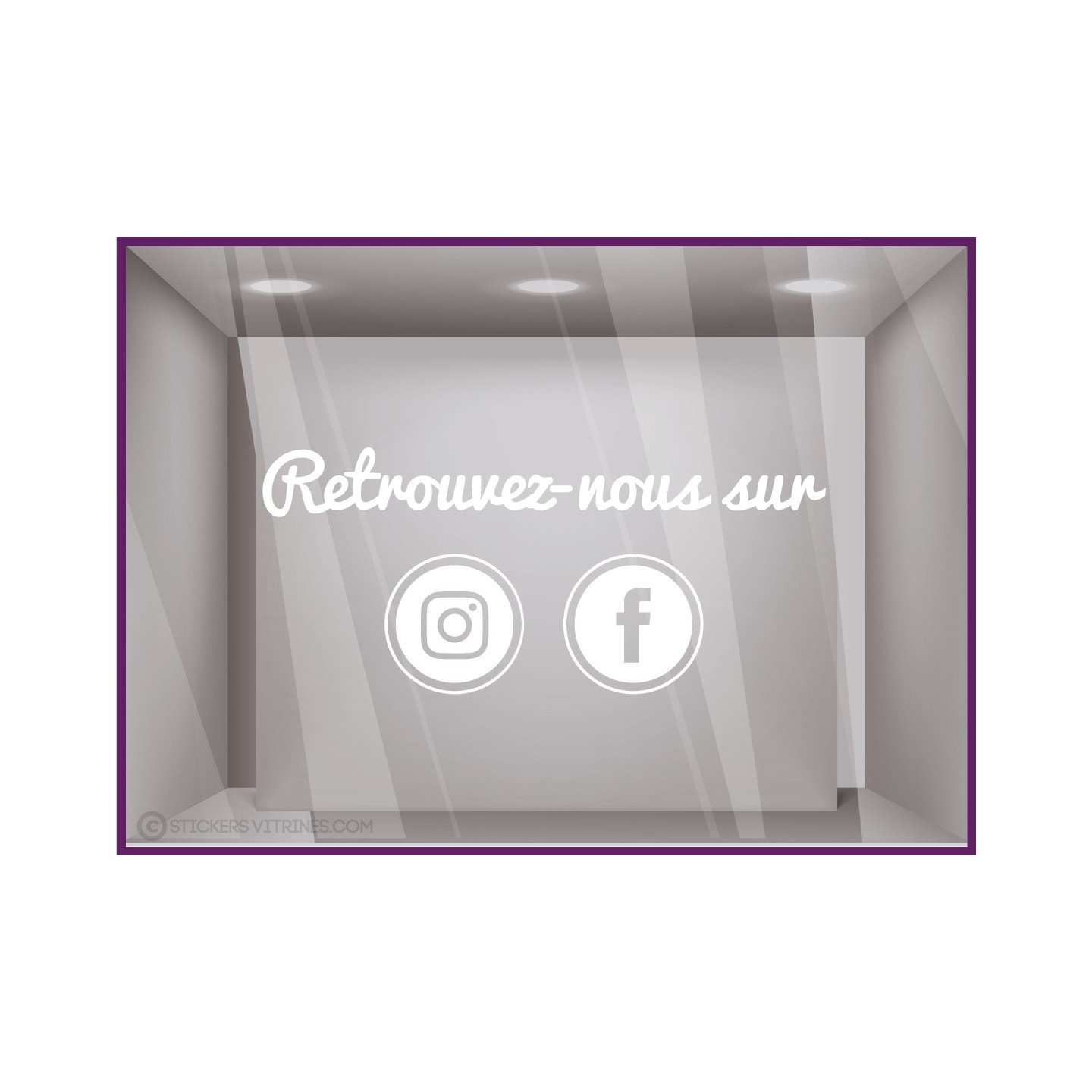 Sticker Retrouvez-nous sur Facebook et Instagram magasin vitre signaletique reseaux sociaux autocollant