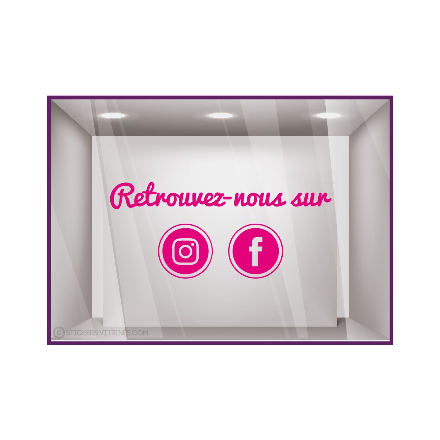 Sticker Retrouvez-nous sur Facebook et Instagram magasin vitre signaletique reseaux sociaux autocollant