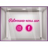 Sticker Retrouvez-nous sur Facebook et Instagram magasin vitre signaletique reseaux sociaux autocollant