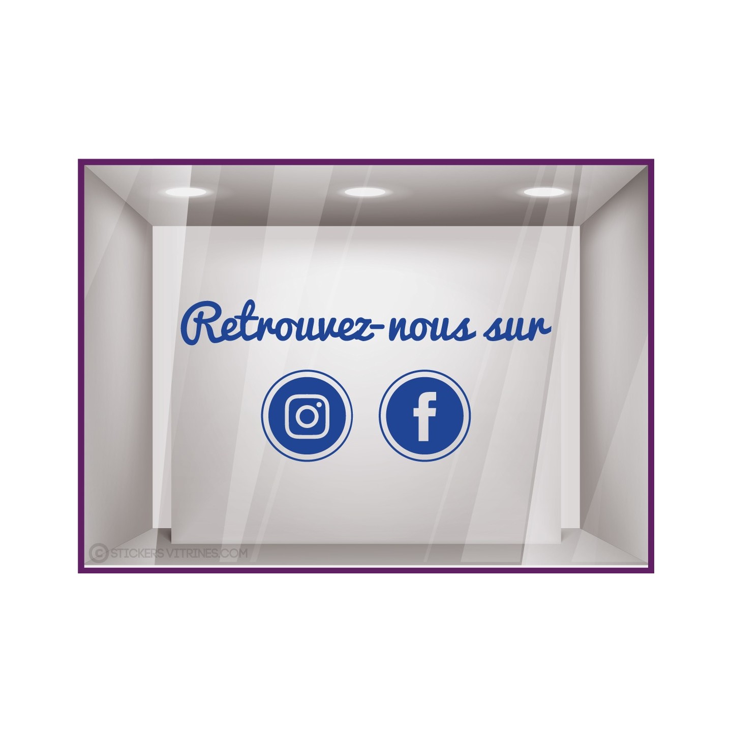 Sticker Retrouvez-nous sur Facebook et Instagram magasin vitre signaletique reseaux sociaux autocollant
