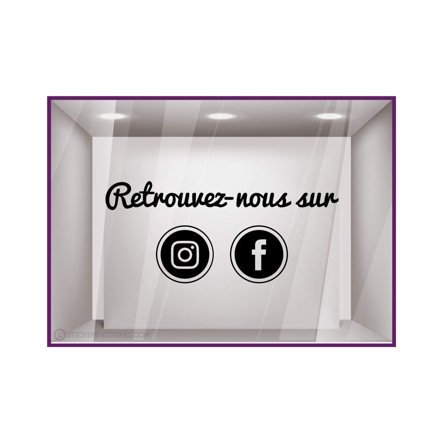 Sticker Retrouvez-nous sur Facebook et Instagram magasin vitre signaletique reseaux sociaux autocollant