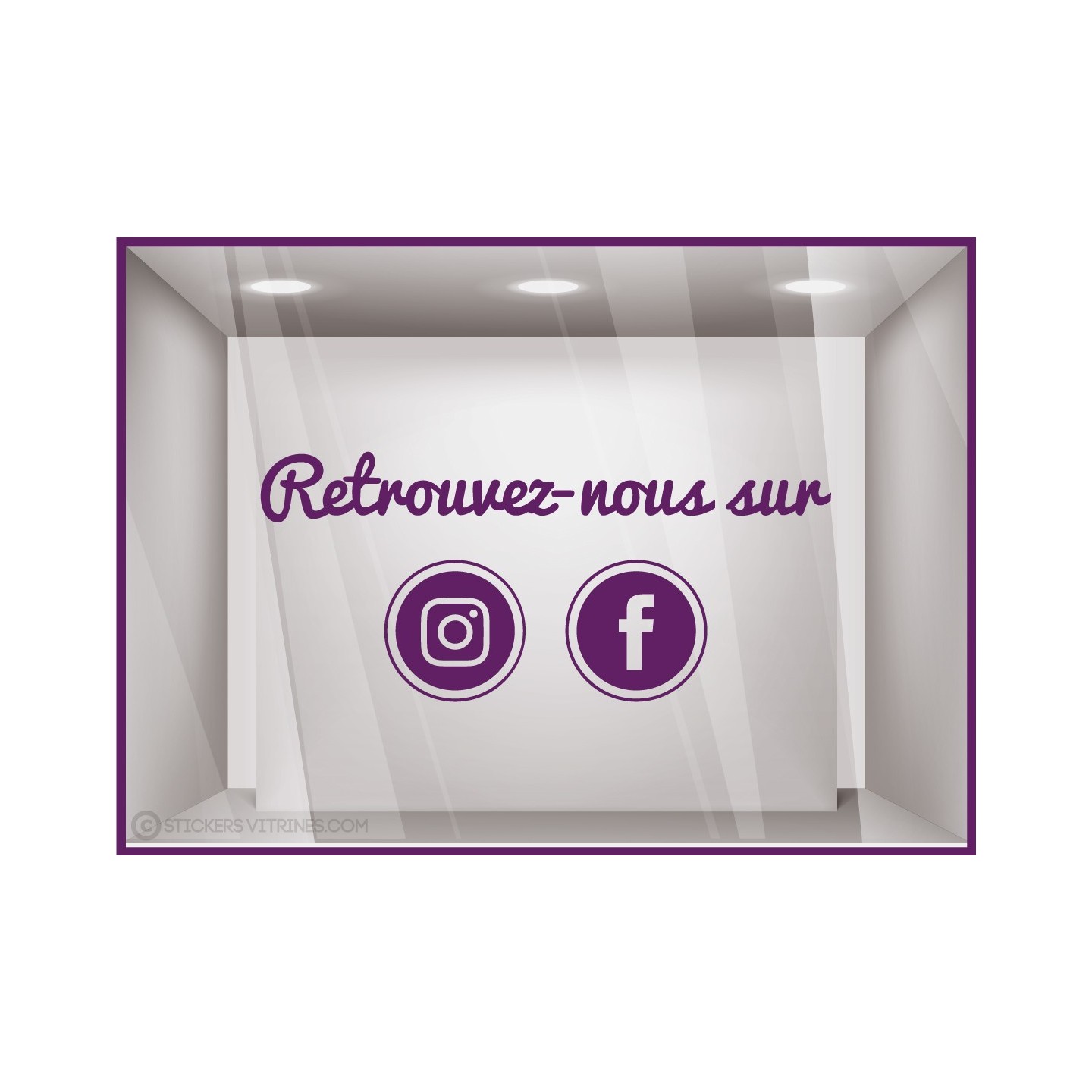 Sticker Retrouvez-nous sur Facebook et Instagram magasin vitre signaletique reseaux sociaux autocollant
