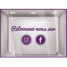 Sticker Retrouvez-nous sur Facebook et Instagram magasin vitre signaletique reseaux sociaux autocollant
