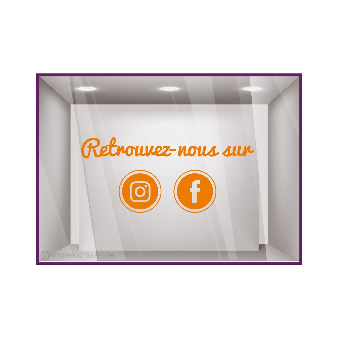 Sticker Retrouvez-nous sur Facebook et Instagram magasin vitre signaletique reseaux sociaux autocollant