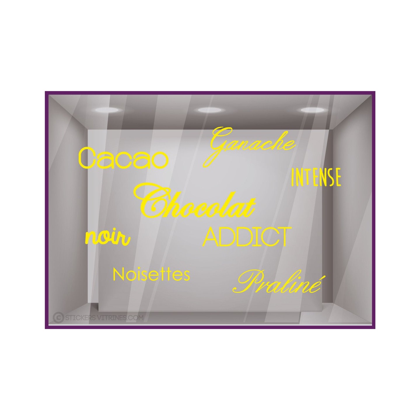 Sticker Chocolat Addict oeufs Paques Praline Cloches Cacao devanture vitrine boulangerie patisserie chocolaterie calicot adhesif