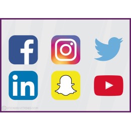 Stickers Réseaux Sociaux Facebook Instagram Snapchat Linkedin Twitter Youtube pour vitrine et devanture de commerce