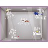 Kit de Stickers Papa Fête des Pères Amour Mode Déco Vitrine vitrophanie lettrage adhesif moustache