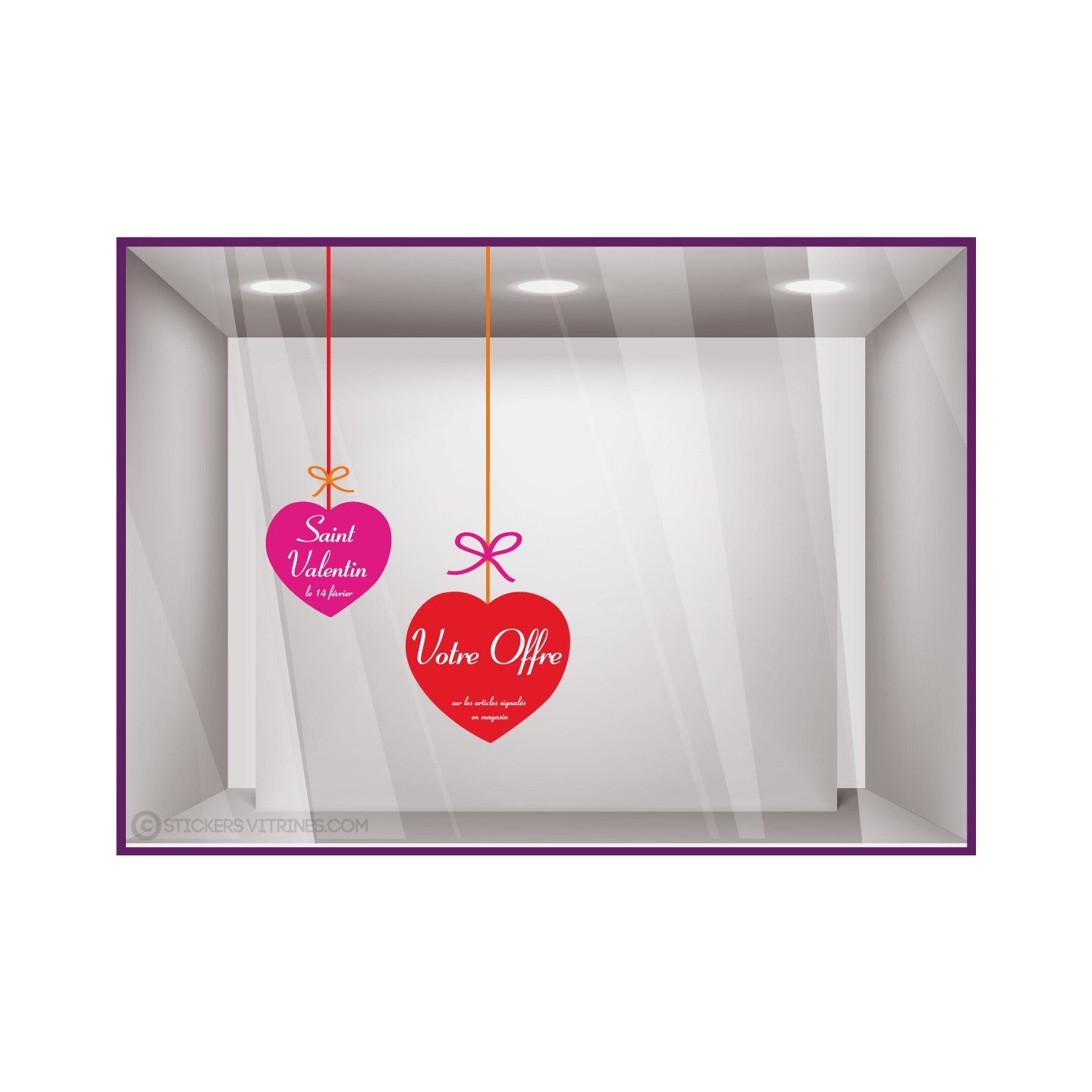 Kit de Stickers Promo Saint Valentin `a personnaliser amour fete vitrophanie mode maroquinerie vitrine